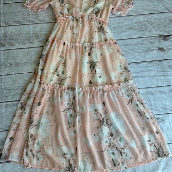 Simplee chiffon maxi floral tiered skirt long summer Bohemian Cottagecore M‌ - Picture 8 of 13